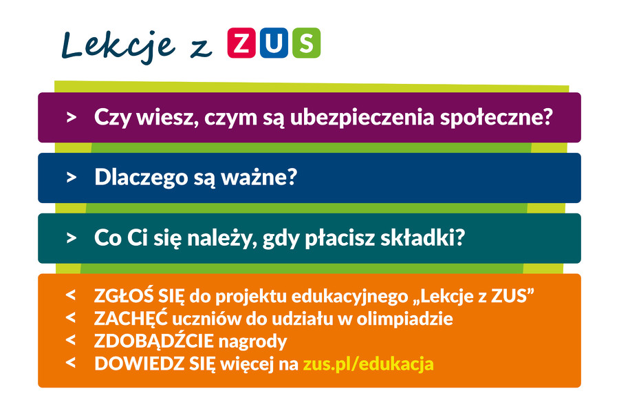 „LEKCJE Z ZUS” DLA UCZNIÓW