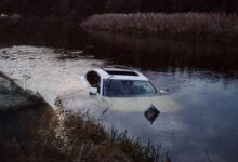 Chciał ominąć zwierzę – skończył w rzece. Niebezpieczna sytuacja na drodze