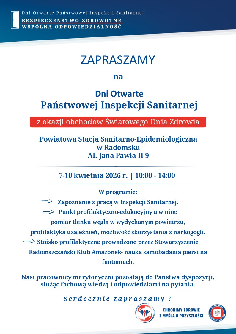 Dni Otwarte Sanepidu w Radomsku. Zadbaj o zdrowie i sprawdź, co przygotowano