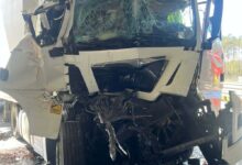 Zderzenie trzech ciężarówek na A1.