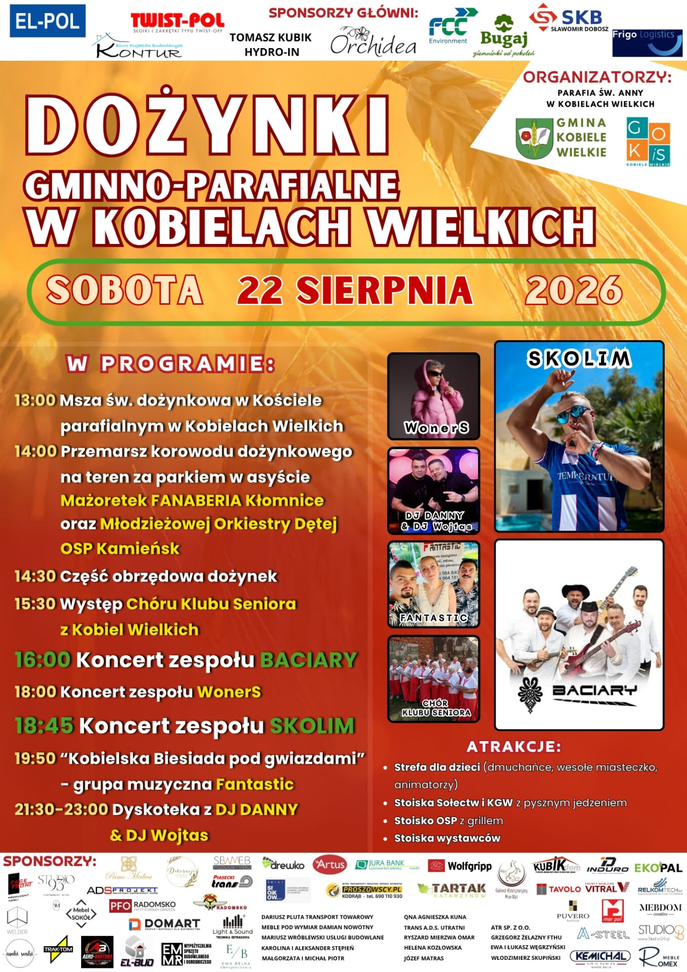 Baciary, WonerS i Skolim. Tak zapowiadają się dożynki w Kobielach Wielkich