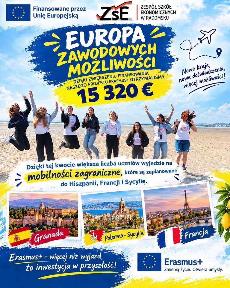 103 tys. euro na zagraniczne doświadczenia uczniów z Radomska. Kierunki? Hiszpania, Sycylia i Francja